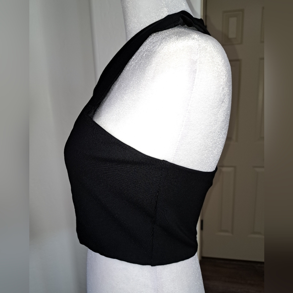 Express Black Sleeveless Bustier Style Top Zip Back Size Medium - Picture 3 of 7